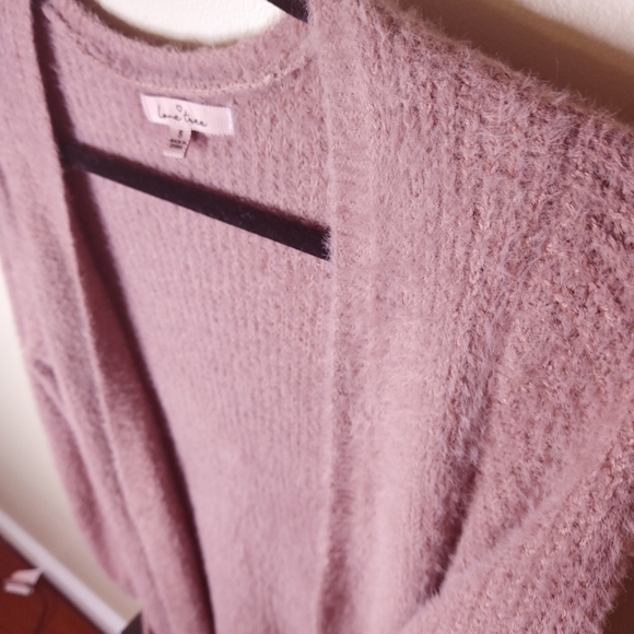 Love Tree, Womens Small, Eyelash Rib-knit, Open, Long Sweater Duster Mauve Pink - Picture 4 of 6